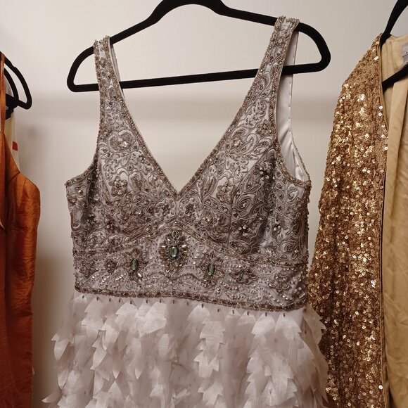 Sue Wong Beaded Gatsby Feather Dress size 14 - Picture 15 of 16